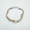 Sterling silver multi strand snake box chain bracelet with square buckle detail