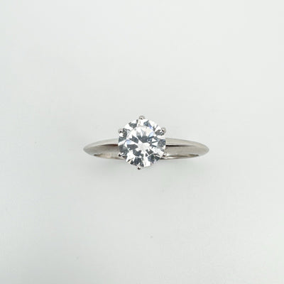 Tall claw setting with round CZ on sterling silver ring