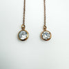 Close-up of cubic zirconia stones in rose gold bezel settings