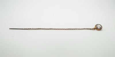 Full-length threader earring with rose gold chain and CZ drop