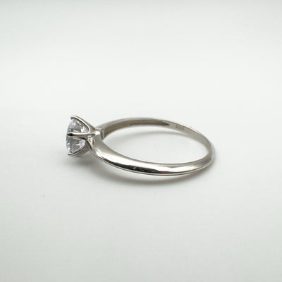 Sterling silver solitaire ring with round CZ, side profile