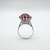 Raised profile of vintage carnelian solitaire ring in sterling silver