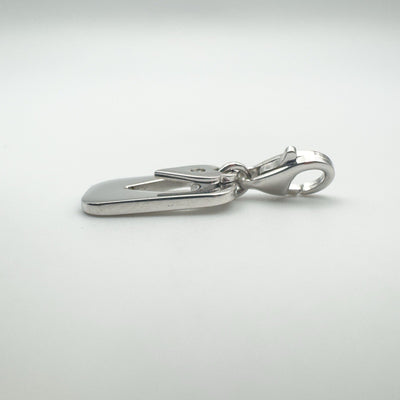 Side view showing depth of sterling silver heart pendant charm
