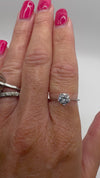 Sterling silver CZ solitaire ring with round 0.75ct stone shown on finger