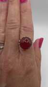 Video of vintage sterling silver ring with 8.5ct round carnelian cabochon shown from multiple angles