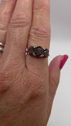 Video showing sterling silver trilogy ring with three oval cut Smokey Quartz gemstones, UK size O, 2.70ct total