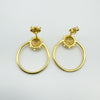 Gold Plated CZ Sun Set Hoop Earrings in Sterling Silver 925