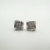 Natural Diamond Square Stud Earrings in Sterling Silver 925