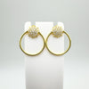 Gold Plated CZ Sun Set Hoop Earrings in Sterling Silver 925