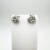 Natural Diamond Lovers Knot Stud Earrings in Sterling Silver 925 NEW