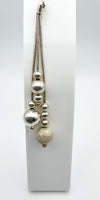 Beaded Ball Long Drop Earrings in Sterling Silver 925 