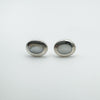 White Oval Mother of Pearl Earrings in Sterling Silver 925