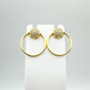 Gold Plated CZ Sun Set Hoop Earrings in Sterling Silver 925