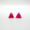 NEW 2.00ct Neon Pink Fire Opal Trillion Cut Stud Earrings in Sterling Silver 925