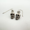 Mini Skull Drop Earrings on Shepherds Hooks in Sterling Silver 925 