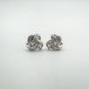 Natural Diamond Lovers Knot Stud Earrings in Sterling Silver 925 NEW