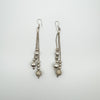 Beaded Ball Long Drop Earrings in Sterling Silver 925 