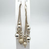 Beaded Ball Long Drop Earrings in Sterling Silver 925 