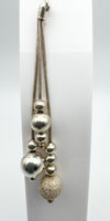 Beaded Ball Long Drop Earrings in Sterling Silver 925 